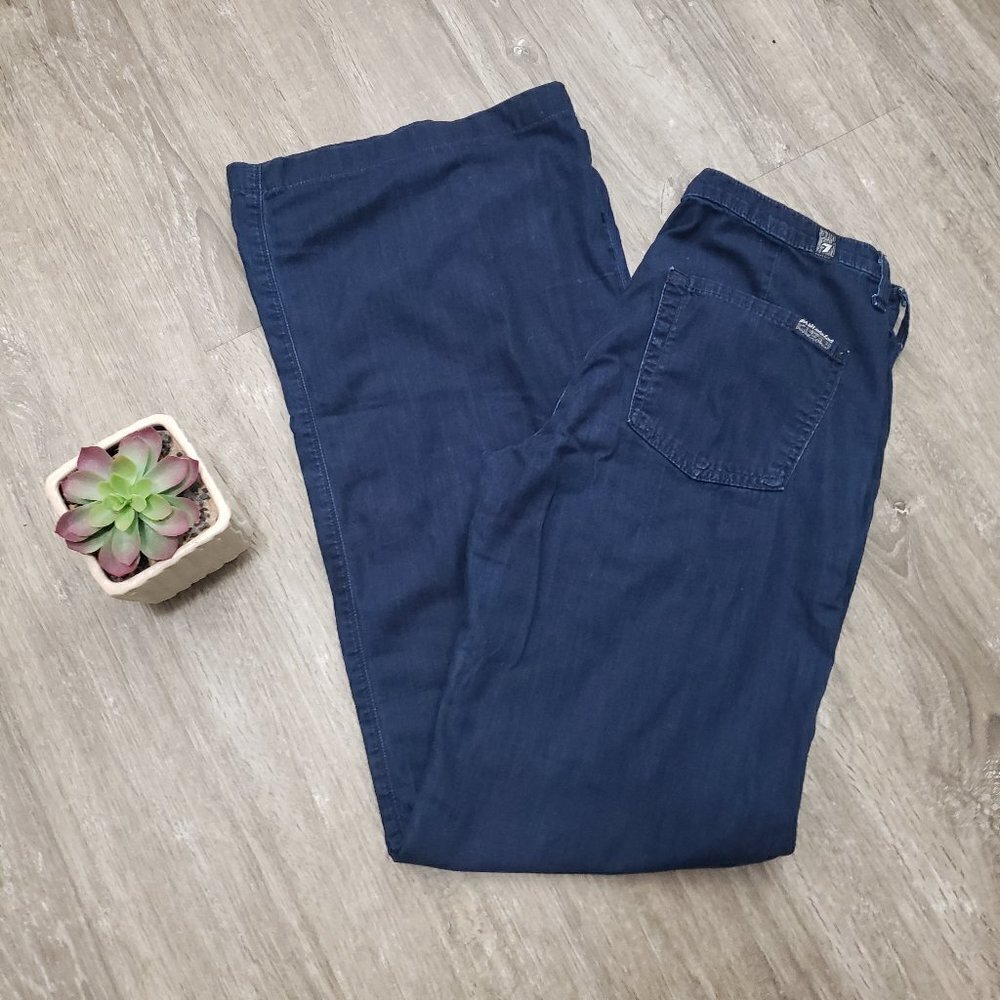 7 For All Mankind The Trouser Dark Wash Wide Leg Denim Jeans Sz 28